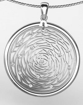 Ein runder Damenanhänger aus 925 Silber, Anlaufgeschützt, Durchmesser ca. 23 mm (ohne Kette)