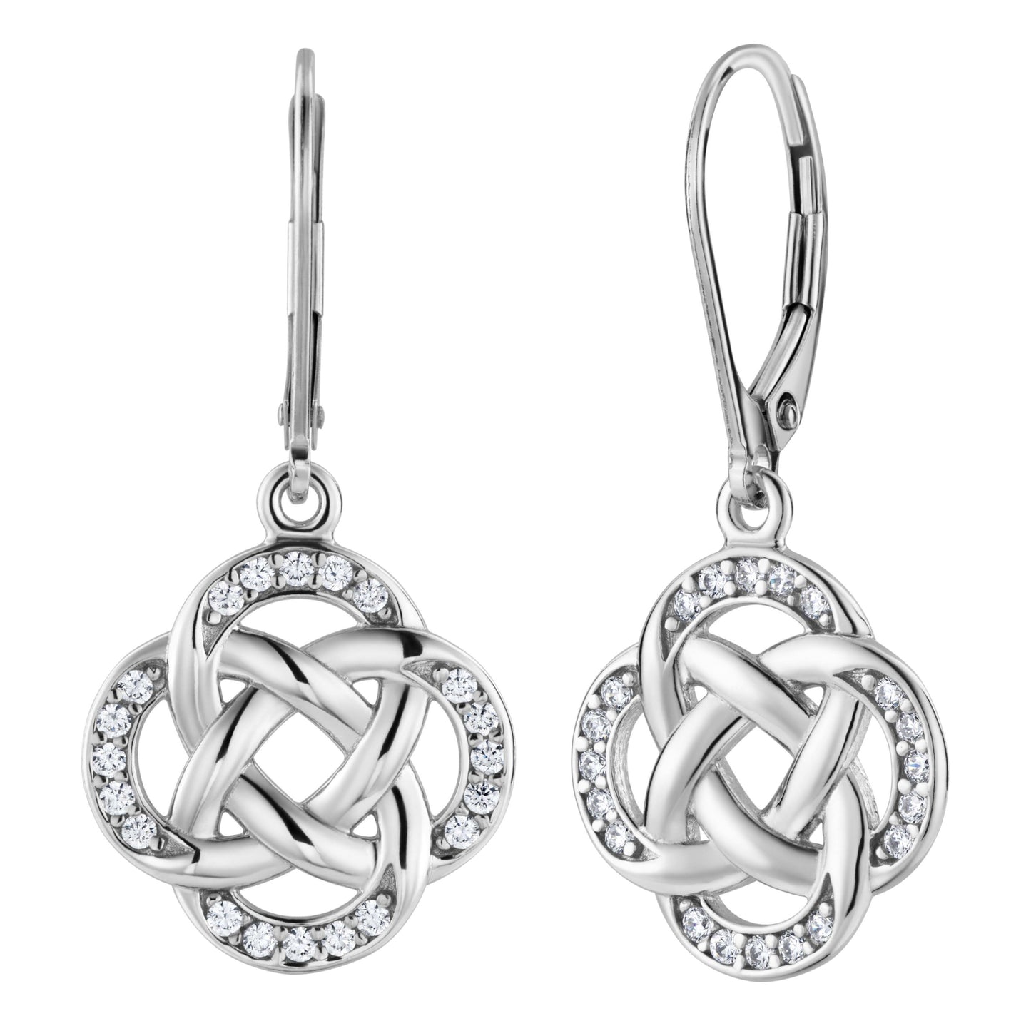Silberohrringe "Unendlichkeit", englischer Verschluss, rhodiniert aus 925 Silber, 17 mm x 17 mm, Anlaufgeschützt