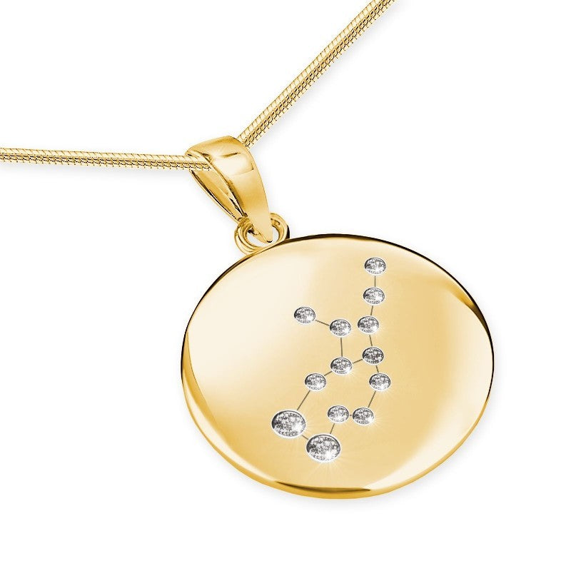 Ein vergoldeter Sternzeichenanhänger Jungfrau, aus 925 Silber, Anlaufgeschützt, Durchmesser ca. 20 mm (ohne Kette)