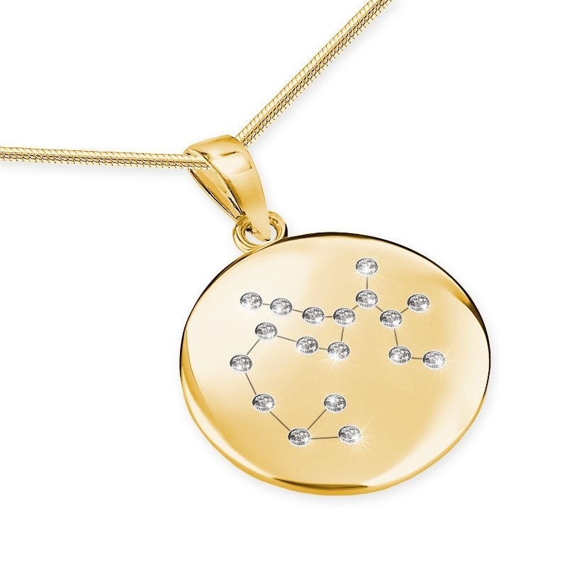 Ein vergoldeter Sternzeichenanhänger Schütze, aus 925 Silber, Anlaufgeschützt, Durchmesser ca. 20 mm (ohne Kette)