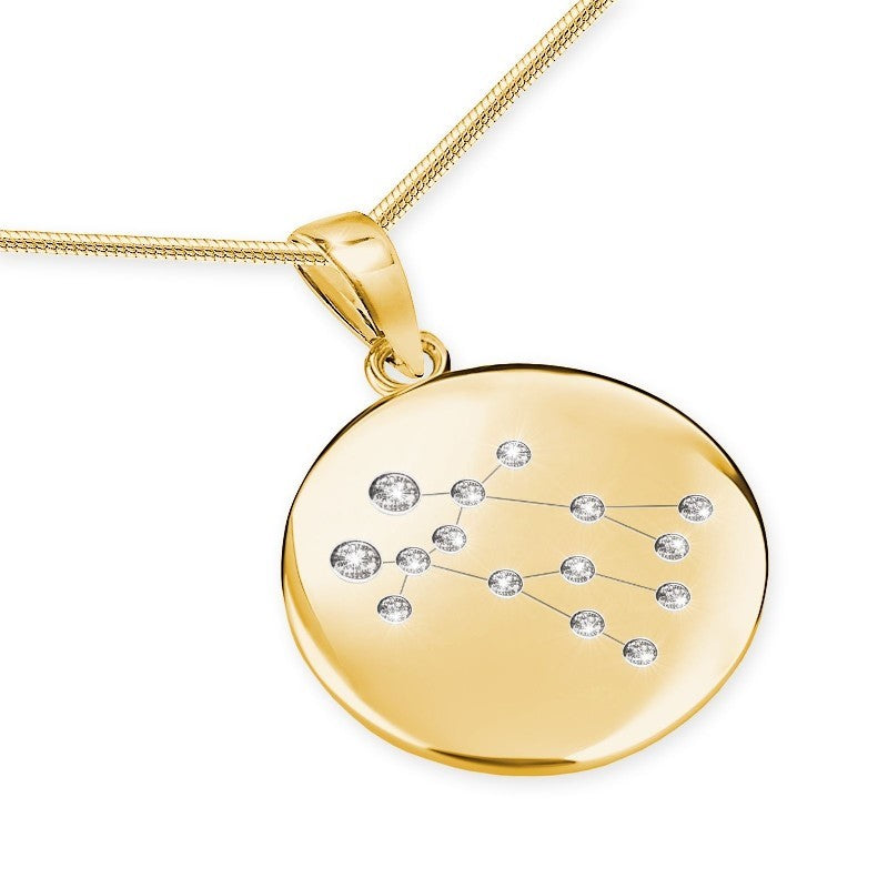 Ein vergoldeter Sternzeichenanhänger Zwillinge, aus 925 Silber, Anlaufgeschützt, Durchmesser ca. 20 mm (ohne Kette)