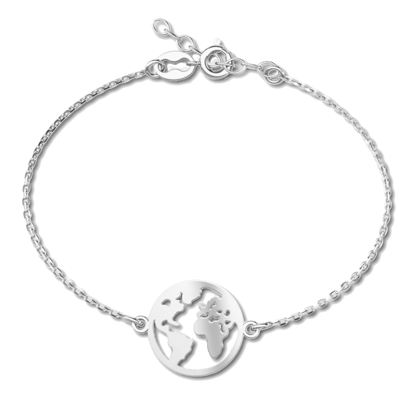 Ein Globus-Armband, Erde, Erdkugel aus 925 Silber, Anlaufgeschützt Breite 0,6 mm, Länge 16-19,5 cm