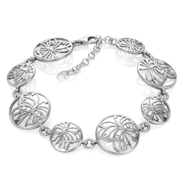 Ein Armband mit Zirkoniasteinen aus 925 Silber, Anlaufgeschützt Breite 18 mm, Länge 18-21 cm