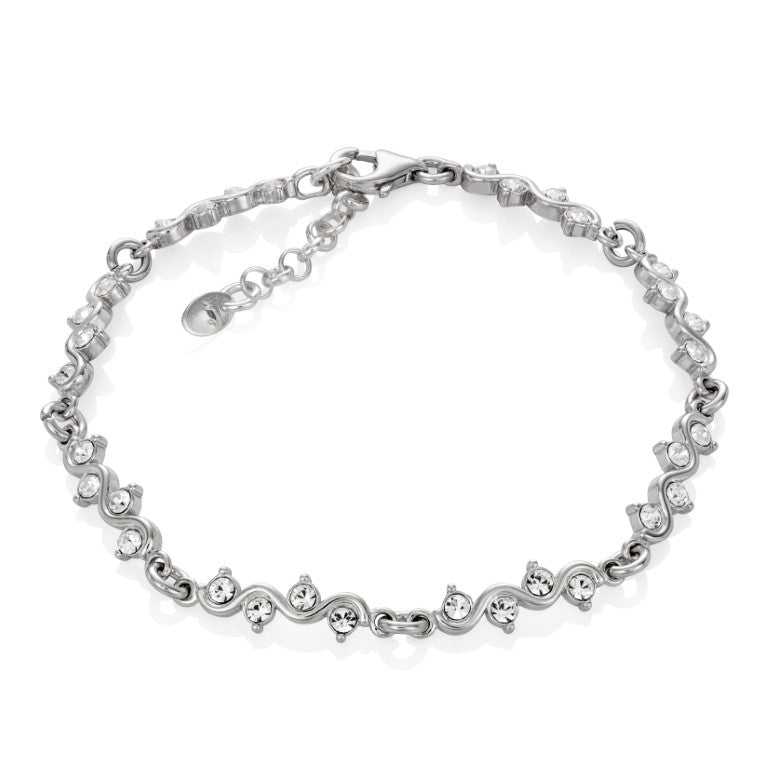 Ein Armband mit Zirkoniasteinen aus 925 Silber, Anlaufgeschützt Breite 4 mm, Länge 18-21 cm