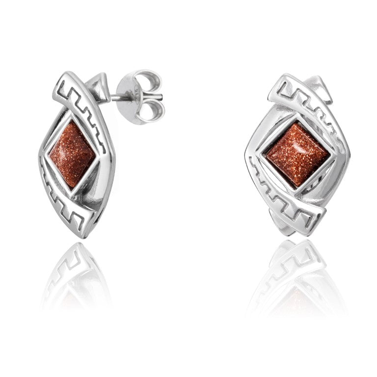 Silberohrringe mit Goldfluss, Stecker, rhodiniert, aus 925 Silber, 17 mm x 10 mm, Anlaufgeschützt