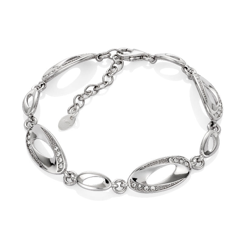 Ein Armband mit Zirkoniasteinen aus 925 Silber, Anlaufgeschützt Breite 10 mm, Länge 18-21 cm