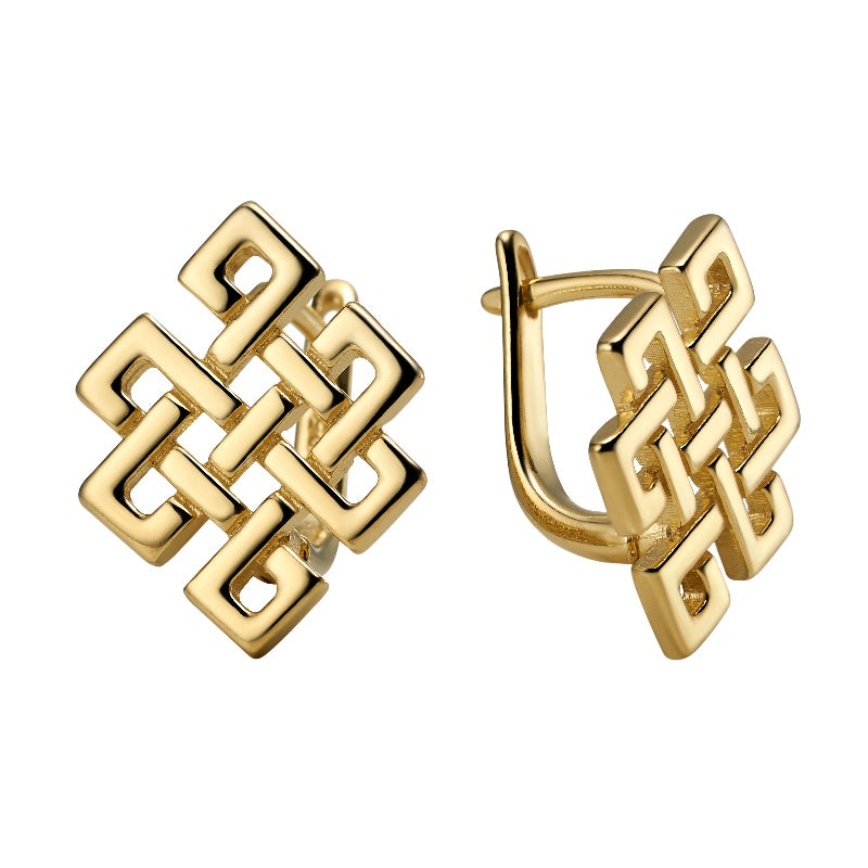 Vergoldete Silberohrringe "Unendlichkeit", englischer Verschluss, aus 925 Silber, 17 mm x 12 mm, Anlaufgeschützt