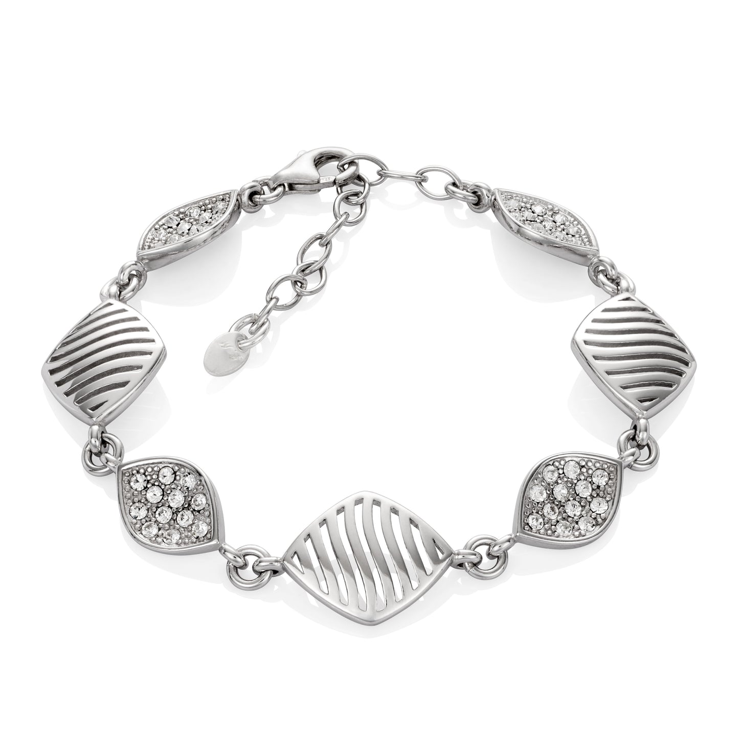 Ein Armband mit Zirkoniasteinen aus 925 Silber, Anlaufgeschützt Breite 17 mm, Länge 18-21 cm