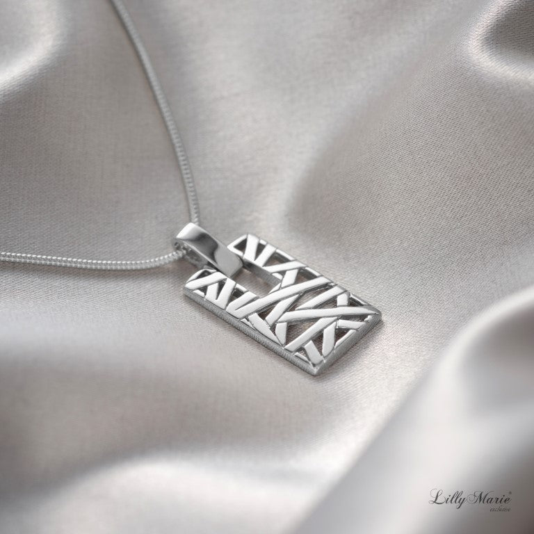 Viereckiger Silberanhänger aus 925 Silber, Anlaufgeschützt, ca. 25 mm x 13 mm (ohne Kette)