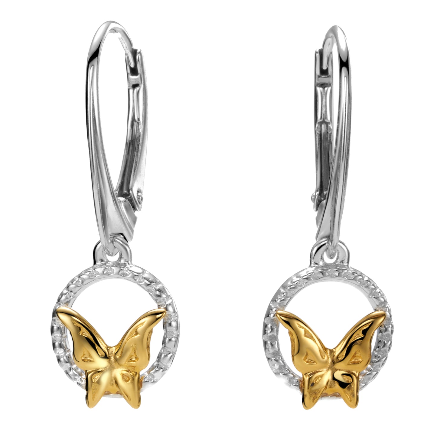 Teilvergoldete Silberohrringe, aus 925 Silber, Klappverschluss, Durchmesser 10 mm, Anlaufgeschützt