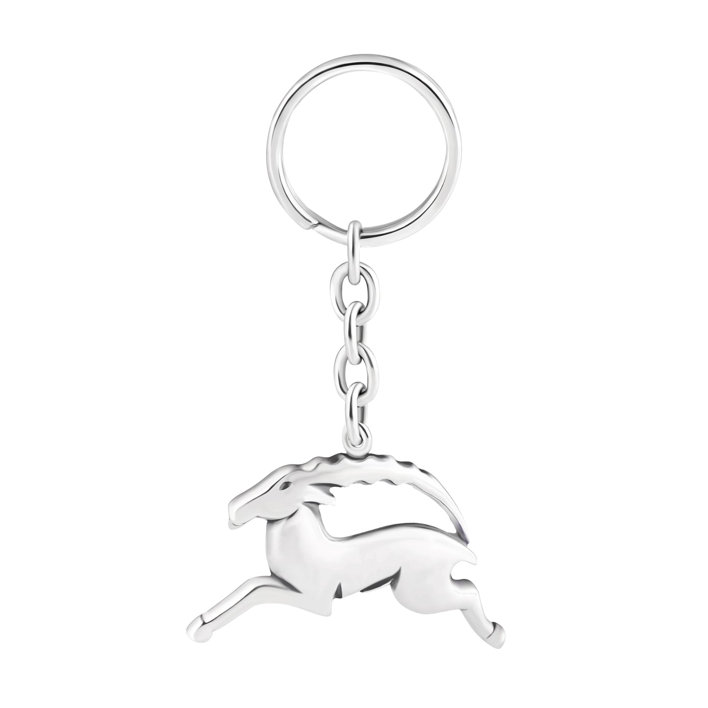 Schlüsselanhänger Steinbock aus 925 Silber, ca. 3 cm x 6 cm, anlaufgeschützt