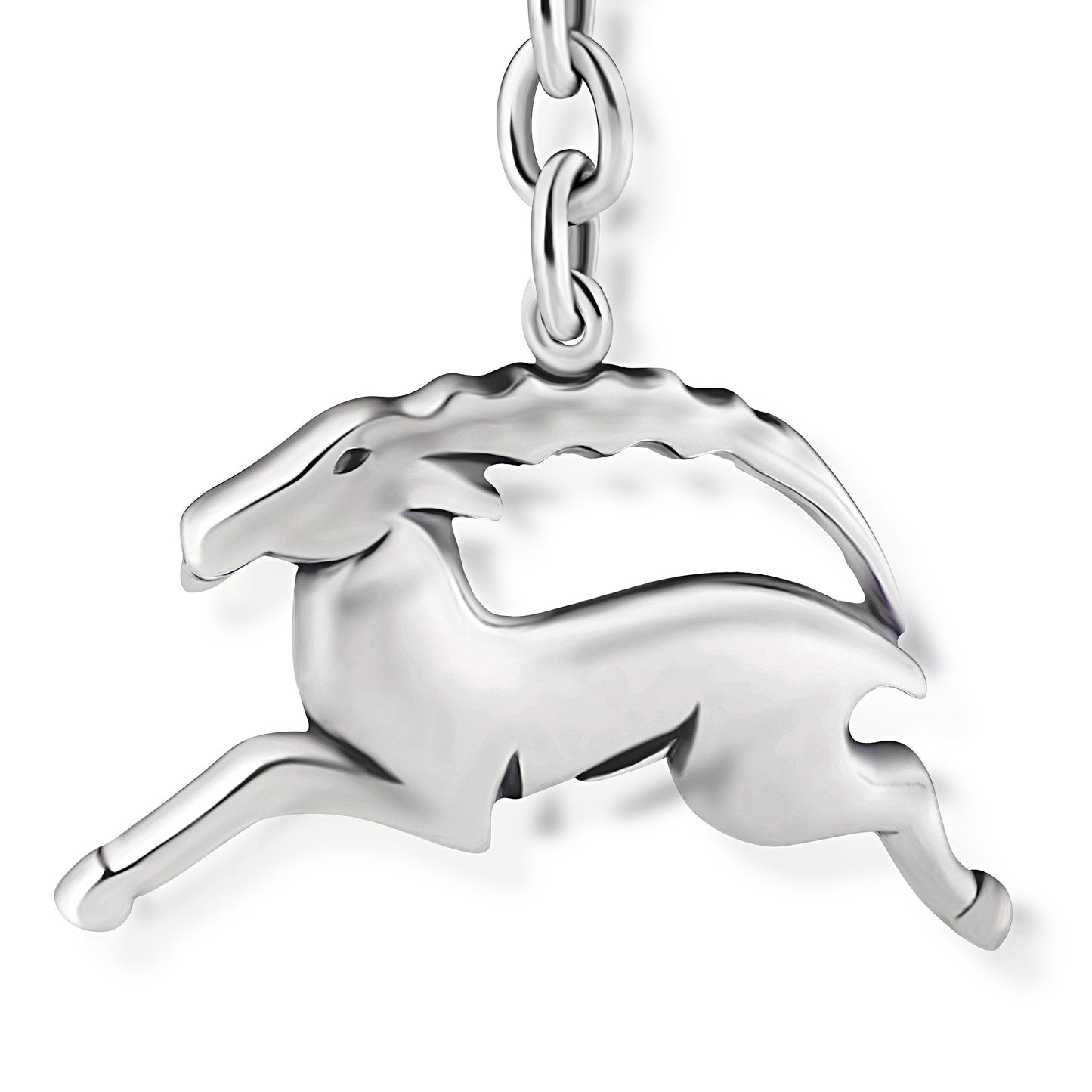 Schlüsselanhänger Steinbock aus 925 Silber, ca. 3 cm x 6 cm, anlaufgeschützt