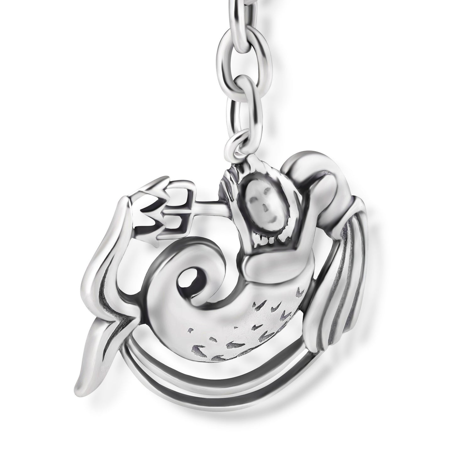 Schlüsselanhänger Wassermann aus 925 Silber, ca. 3 cm x 6 cm, anlaufgeschützt