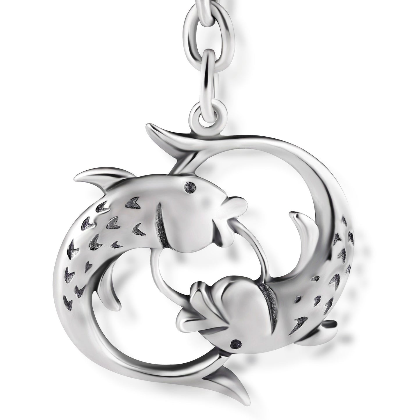 Schlüsselanhänger Fische aus 925 Silber, ca. 3 cm x 6 cm, anlaufgeschützt
