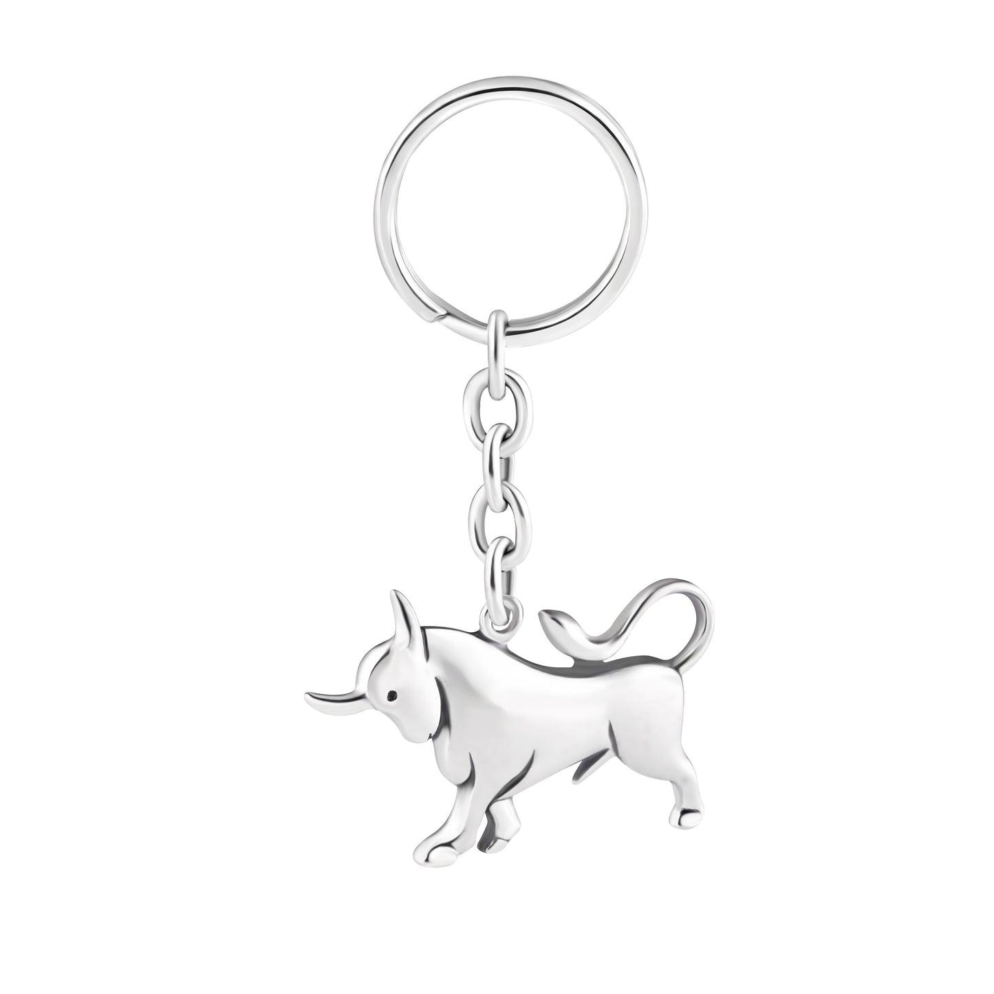 Schlüsselanhänger Stier aus 925 Silber, ca. 3 cm x 6 cm, anlaufgeschützt