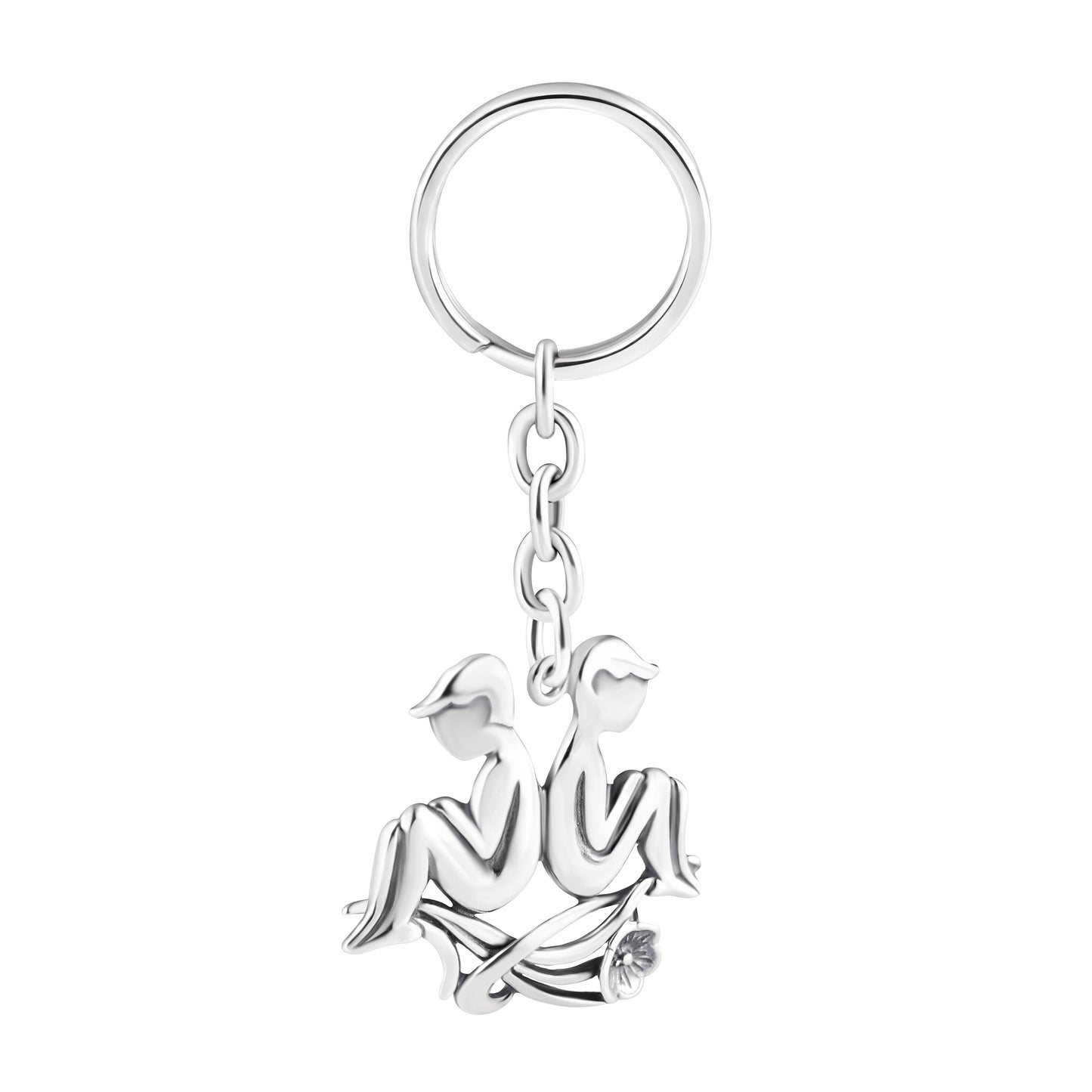 Schlüsselanhänger Zwillinge aus 925 Silber, ca. 3 cm x 6 cm, anlaufgeschützt