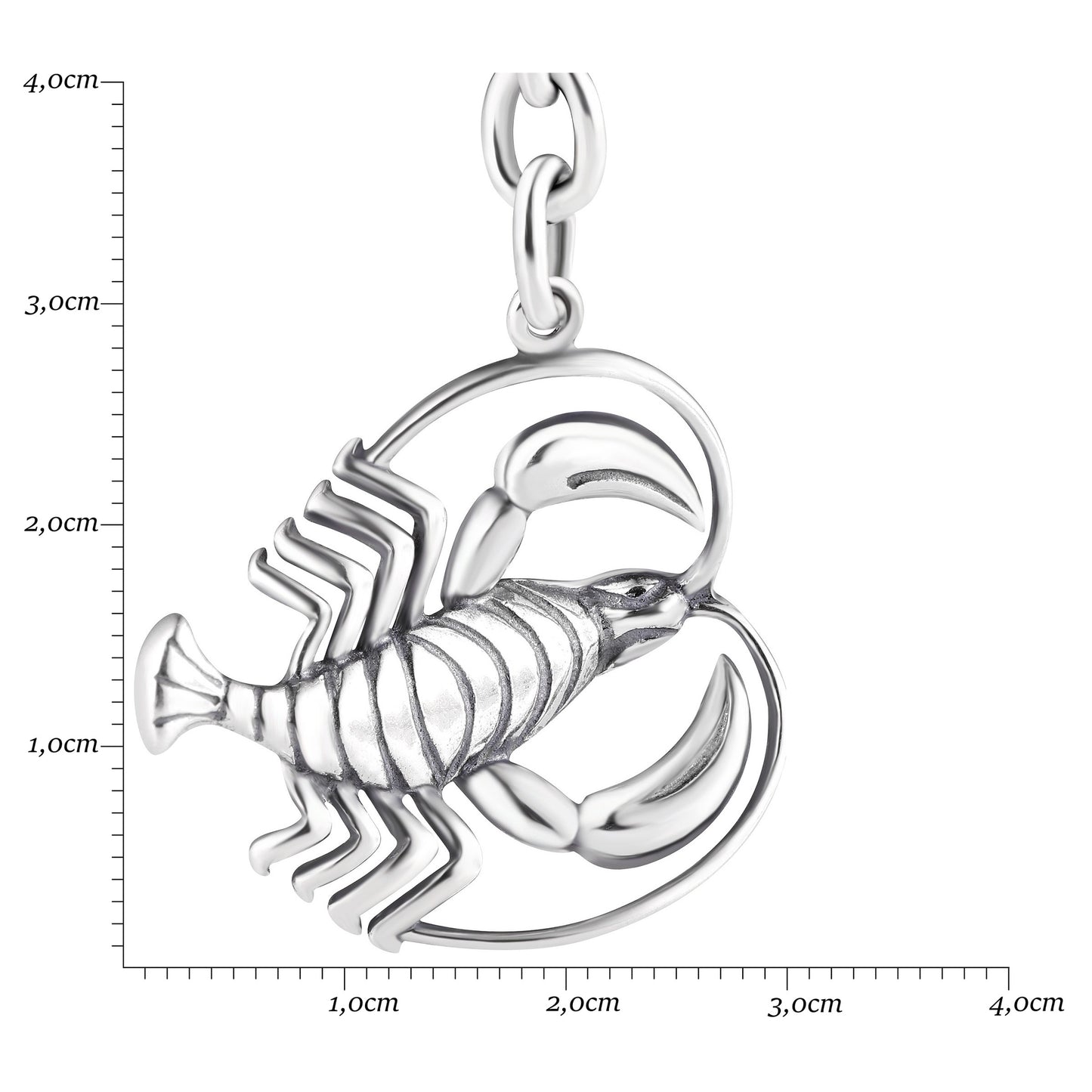 Schlüsselanhänger Krebs aus 925 Silber, ca. 3 cm x 6 cm, anlaufgeschützt