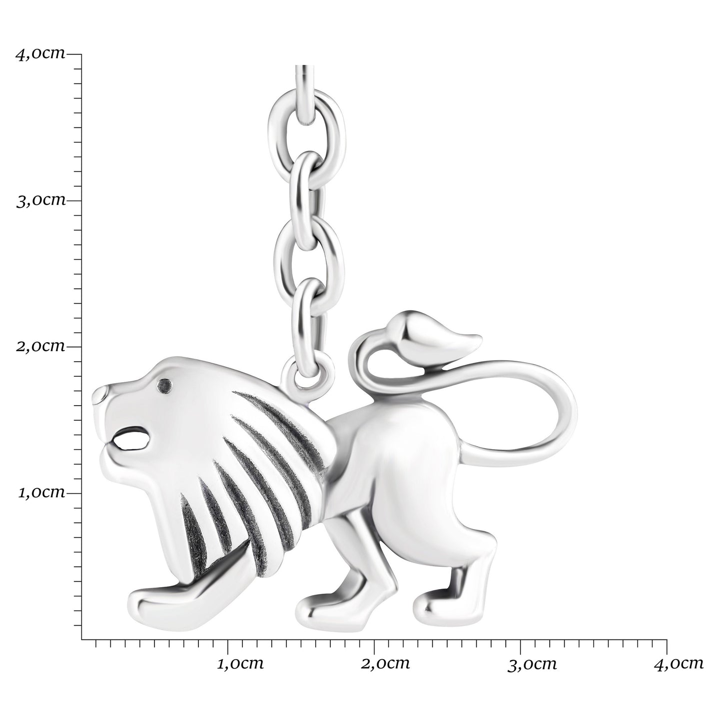 Schlüsselanhänger Löwe aus 925 Silber, ca. 3 cm x 6 cm, anlaufgeschützt