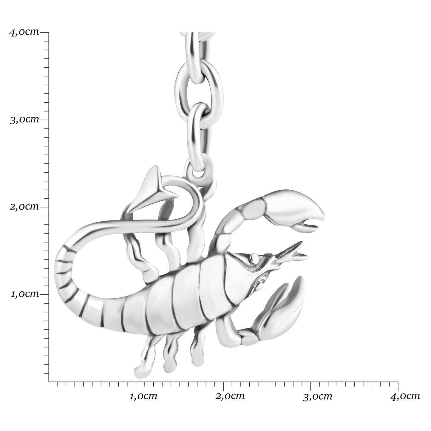 Schlüsselanhänger Skorpion aus 925 Silber, ca. 3 cm x 6 cm, anlaufgeschützt