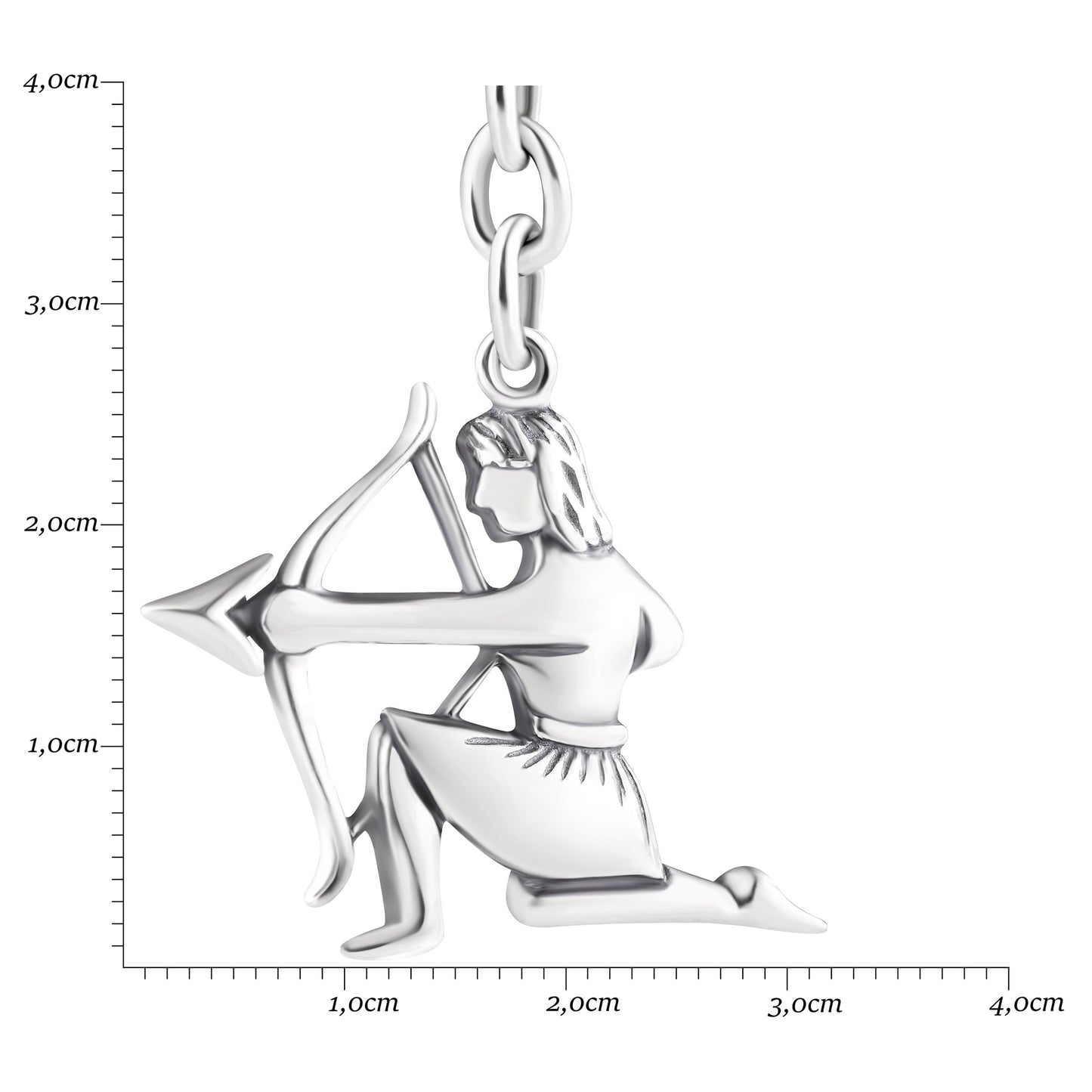 Schlüsselanhänger Schütze aus 925 Silber, ca. 3 cm x 6 cm, anlaufgeschützt