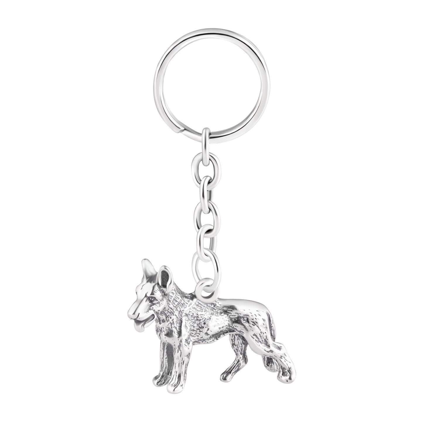 Schlüsselanhänger Hund aus 925 Silber, ca. 3,5 cm x 6 cm, anlaufgeschützt