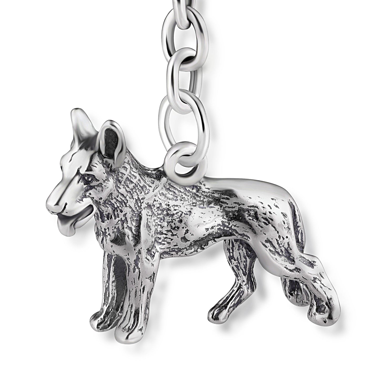 Schlüsselanhänger Hund aus 925 Silber, ca. 3,5 cm x 6 cm, anlaufgeschützt