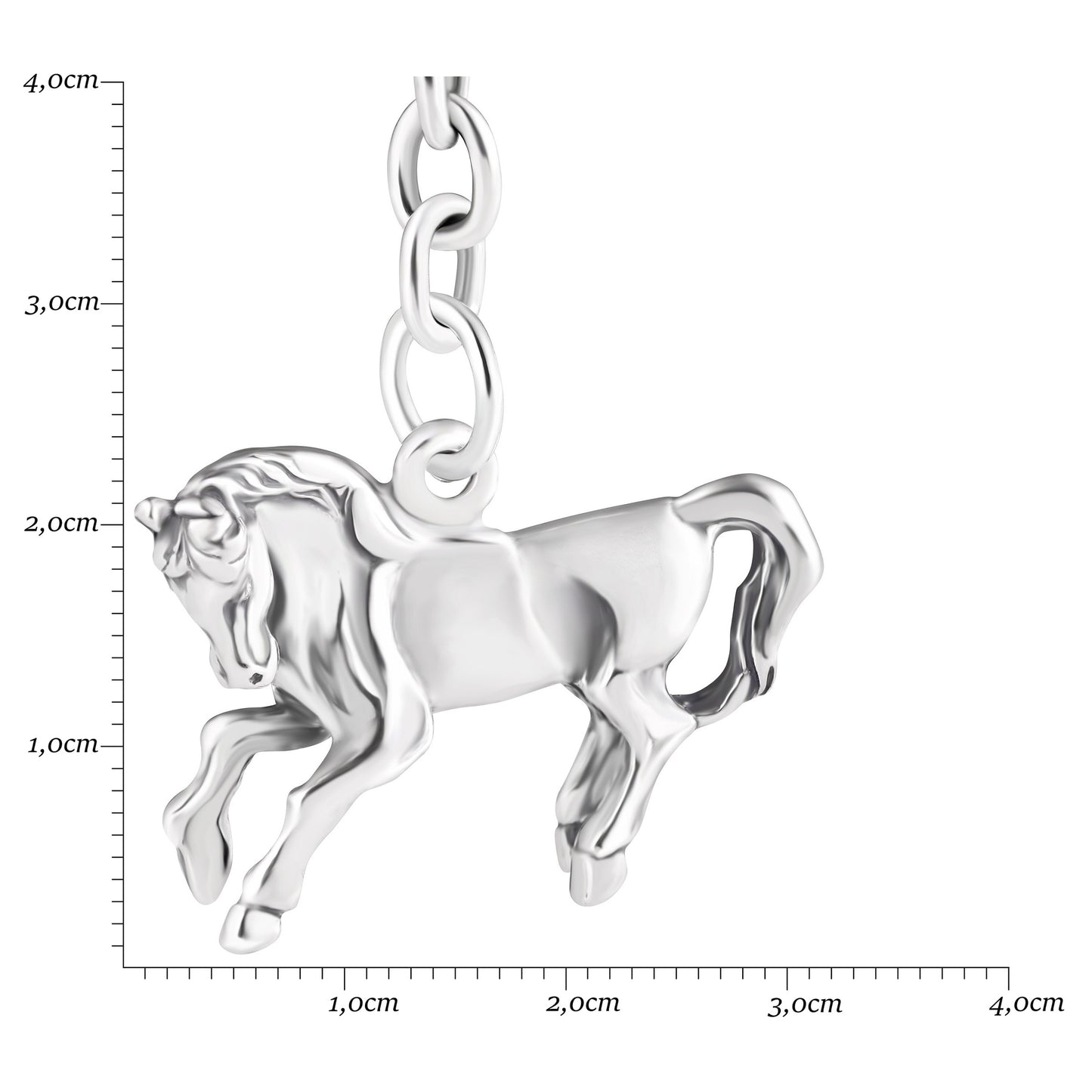 Schlüsselanhänger Pferd aus 925 Silber, ca. 3 cm x 6 cm, anlaufgeschützt