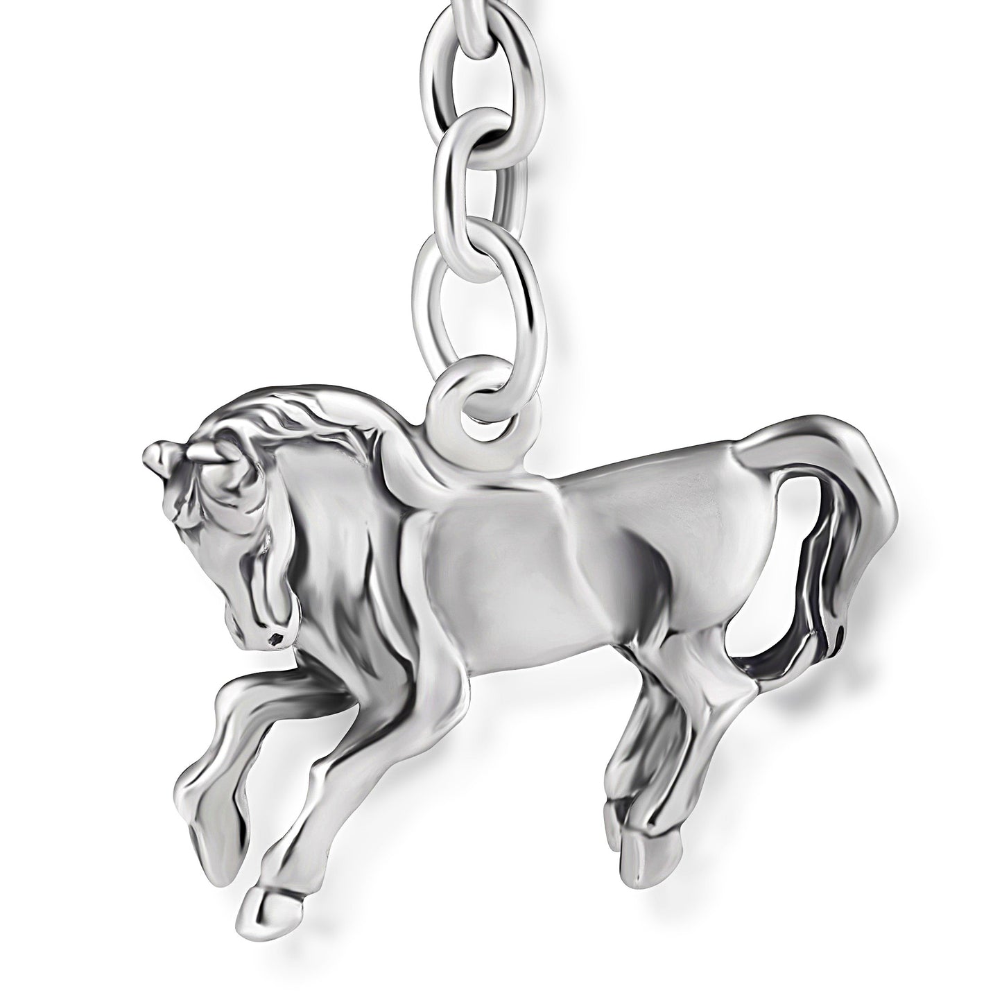 Schlüsselanhänger Pferd aus 925 Silber, ca. 3 cm x 6 cm, anlaufgeschützt
