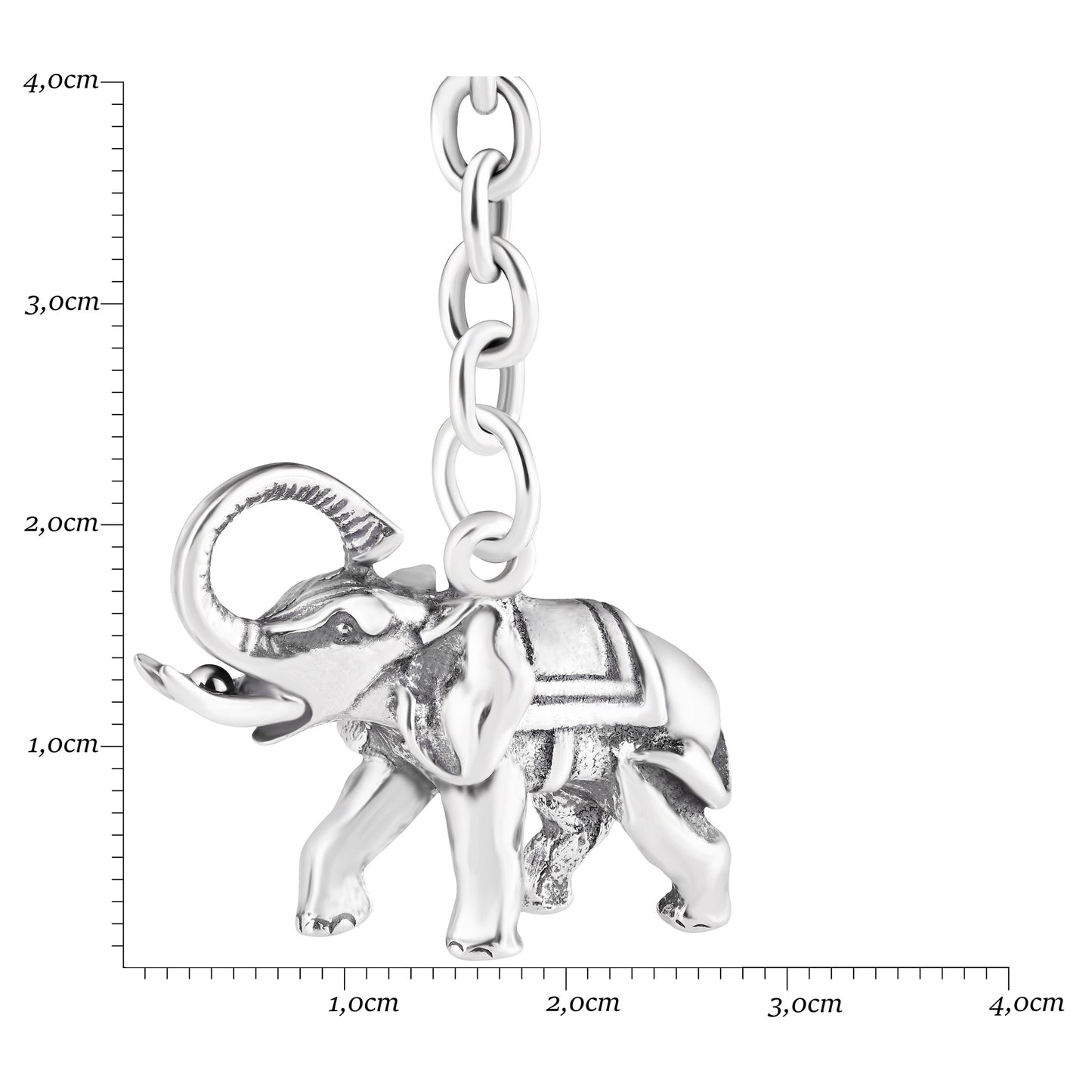Schlüsselanhänger Elefant, Glücksbringer aus 925 Silber, ca. 3 cm x 6 cm, anlaufgeschützt