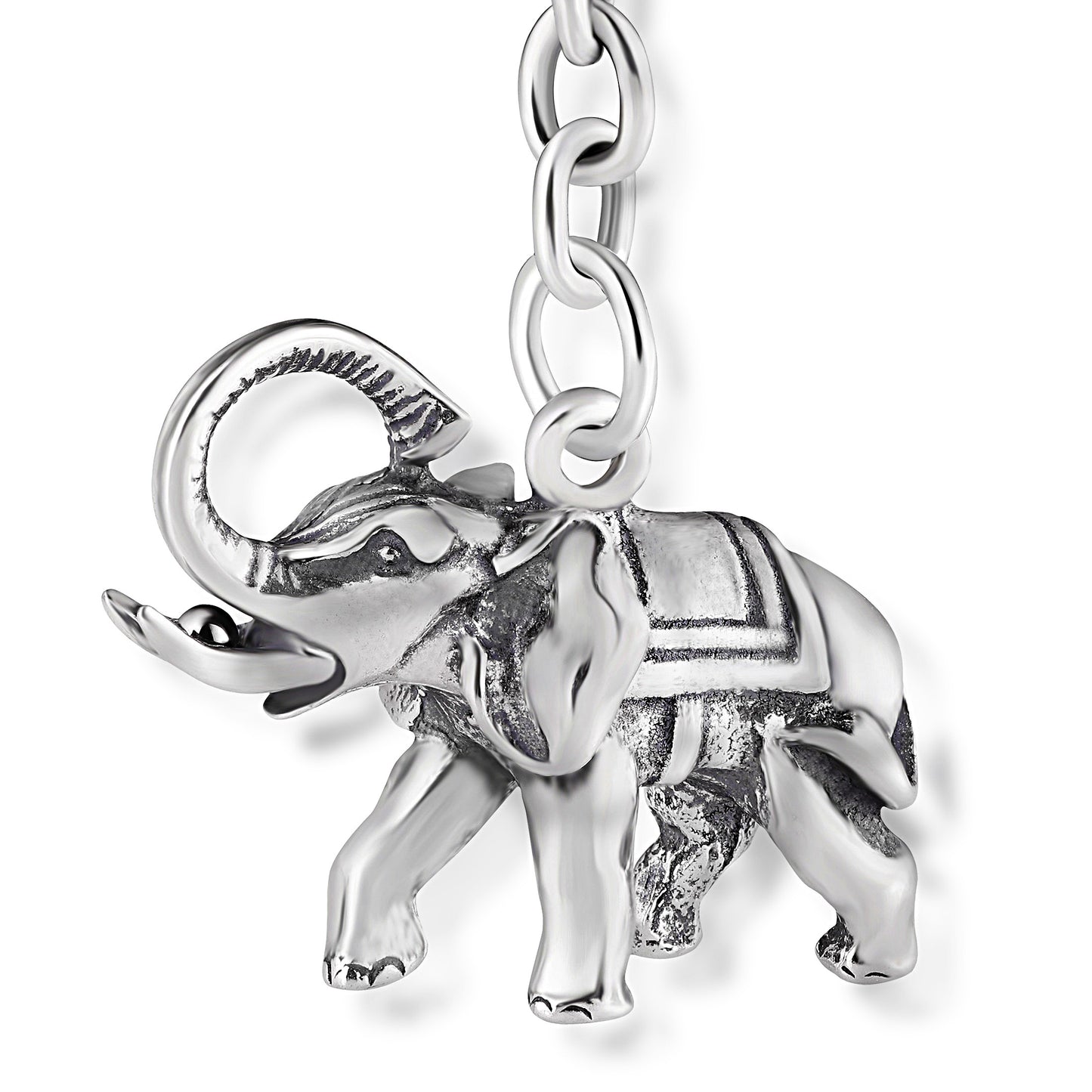 Schlüsselanhänger Elefant, Glücksbringer aus 925 Silber, ca. 3 cm x 6 cm, anlaufgeschützt