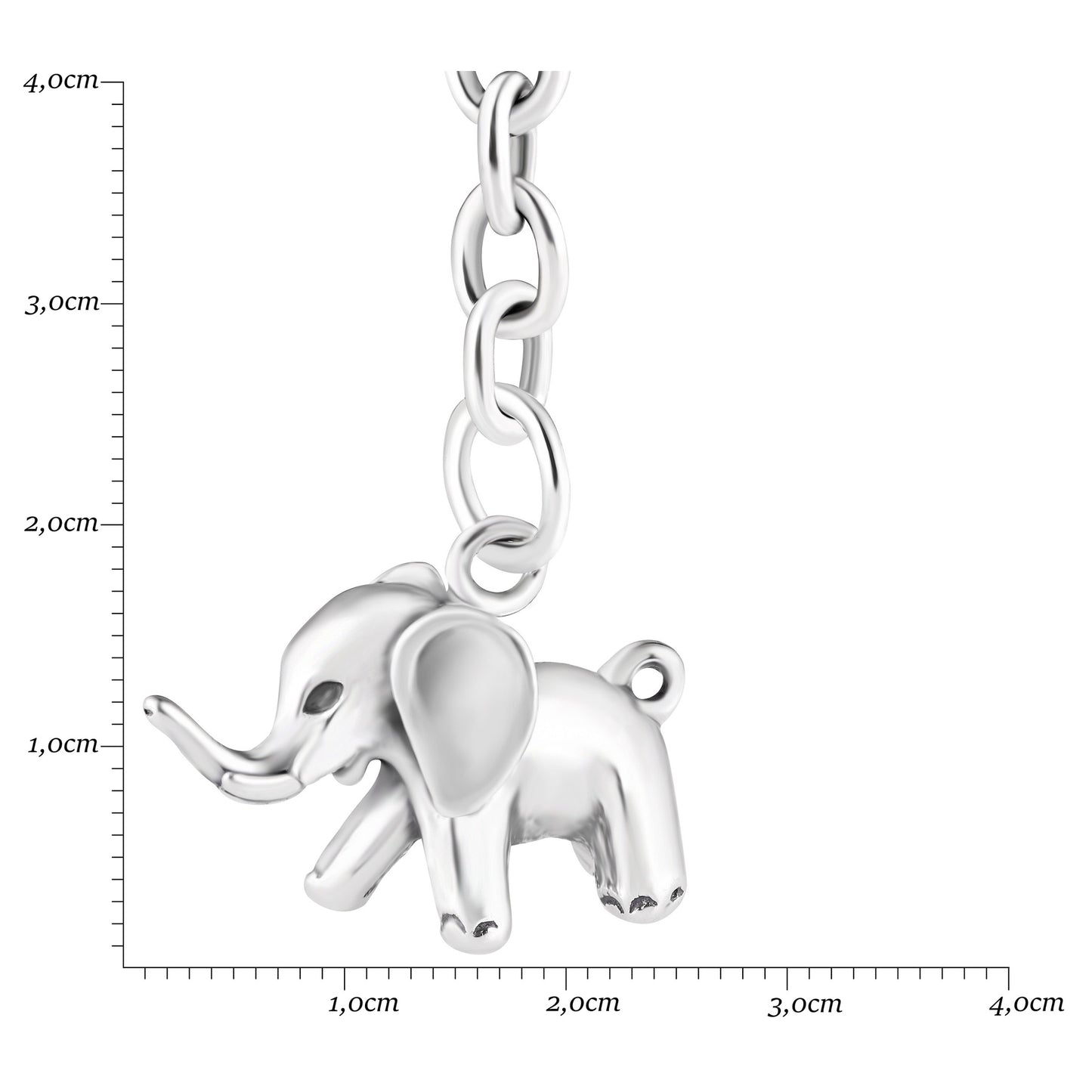 Schlüsselanhänger Elefant, Glücksbringer aus 925 Silber, ca. 2,5 cm x 6 cm, anlaufgeschützt