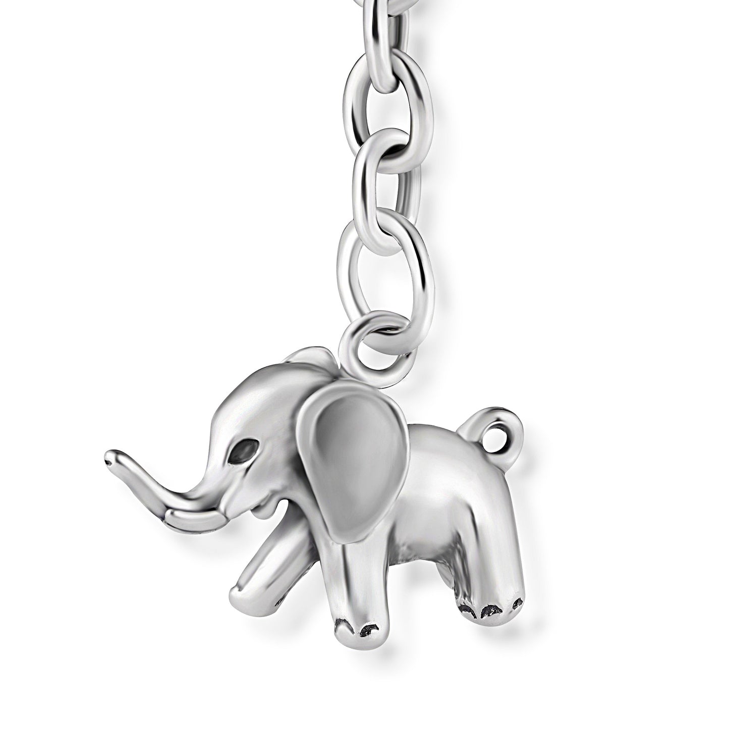 Schlüsselanhänger Elefant, Glücksbringer aus 925 Silber, ca. 2,5 cm x 6 cm, anlaufgeschützt