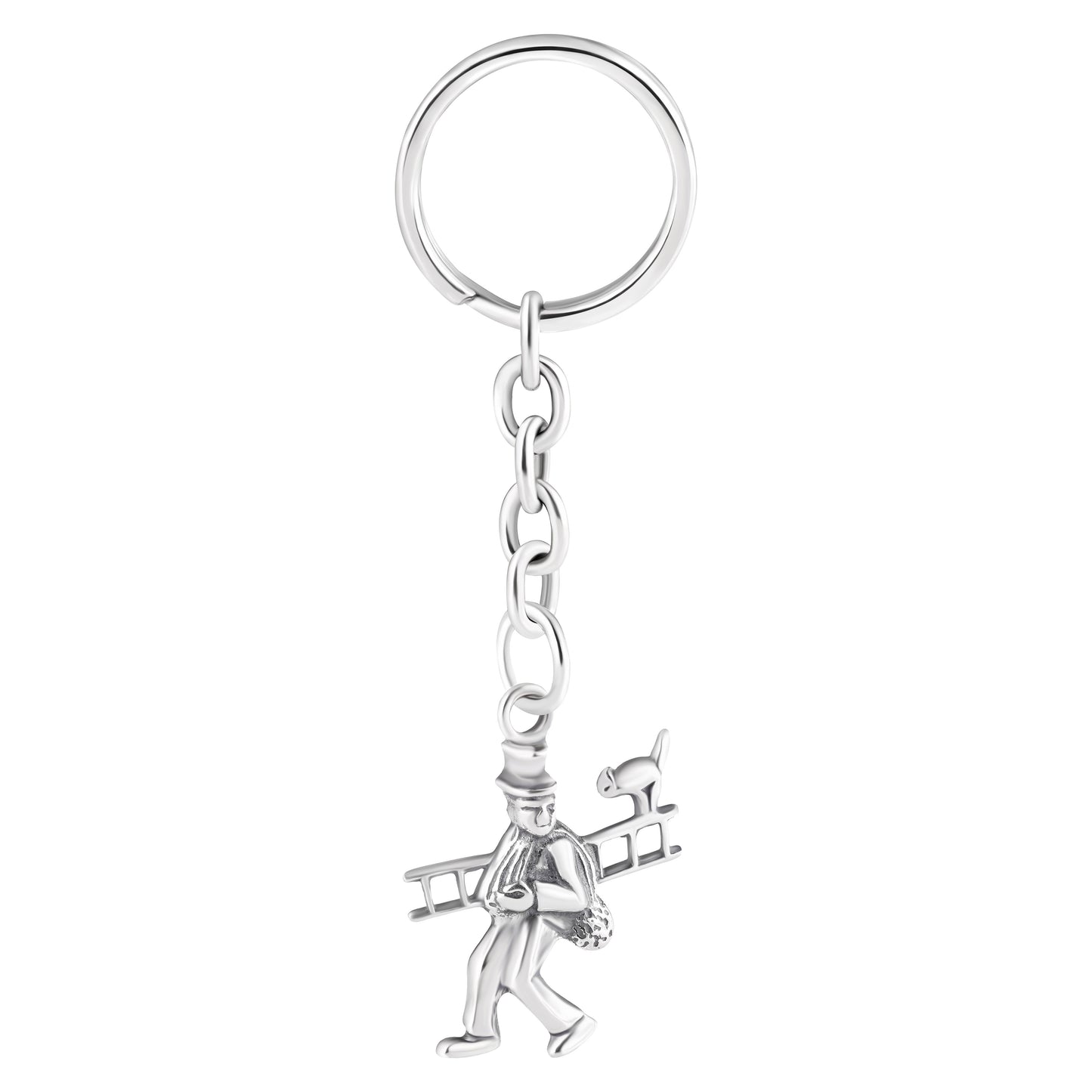 Schlüsselanhänger Glücksbringer Schornsteinfeger aus 925 Silber, ca. 2 cm x 6,5 cm, anlaufgeschützt