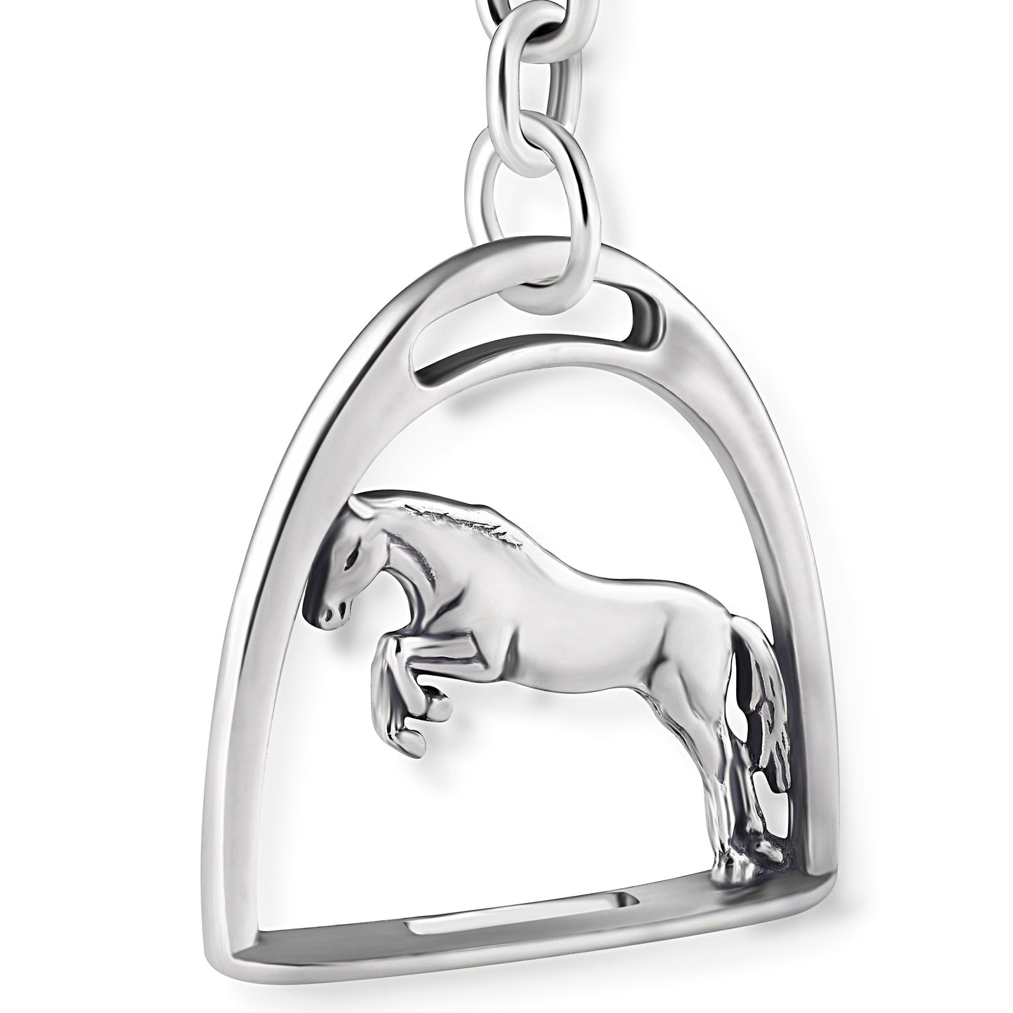 Schlüsselanhänger Pferd Hufeisen, Glücksbringer aus 925 Silber, ca. 3 cm x 7 cm, anlaufgeschützt