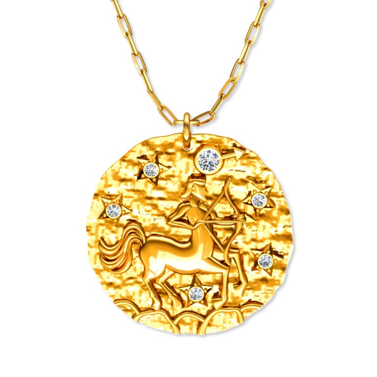 Vergoldete breite Kette mit einem Sternzeichen Schütze-Anhänger, aus 925 Silber, Breite ca 4,5 mm, Länge 42 + 8 cm