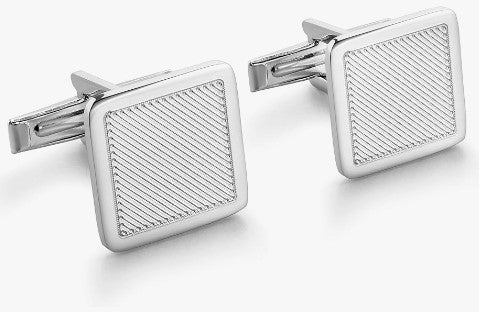 Paar Manschettenknöpfe mit Strichmuster, aus 925 Silber, ca. 15 mm x 15 mm