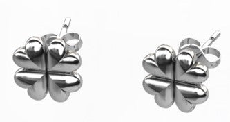 Silberohrringe Kleeblatt, Stecker aus 925 Silber, 5 mm, Anlaufgeschützt