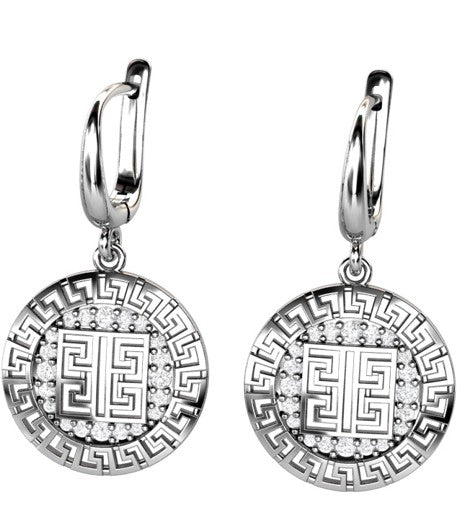 Silberohrringe "Azteken Sonne Tonatiuh", Klappverschluss, rhodiniert, aus 925 Silber, 20 mm, Anlaufgeschützt