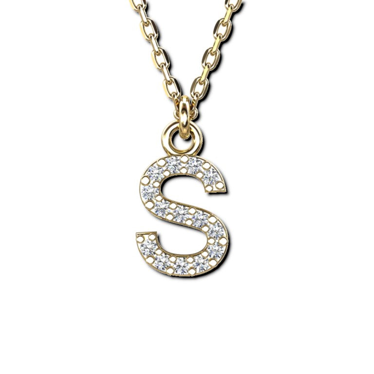 Vergoldete Ankerkette mit Buchstaben-Anhänger "S", aus 925 Silber, Breite ca 1 mm, Länge 40 + 3 cm