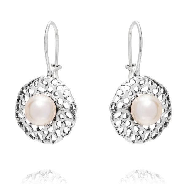 Silberohrringe mit Glasperlen aus 925 Silber, 32 mm x 9 mm, Anlaufgeschützt