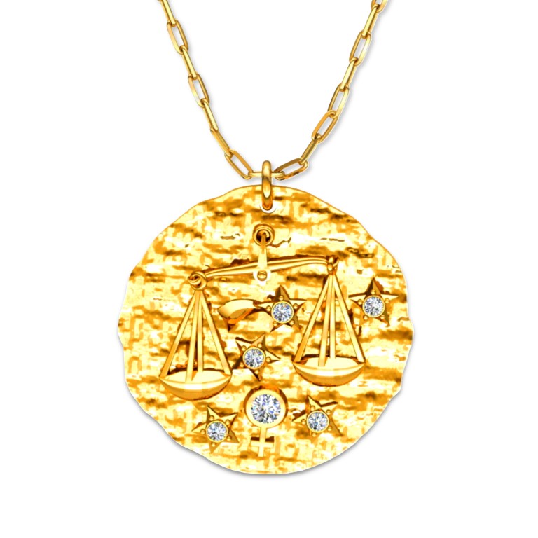 Vergoldete breite Kette mit einem Sternzeichen Waage-Anhänger, aus 925 Silber, Breite ca 4,5 mm, Länge 42 + 8 cm