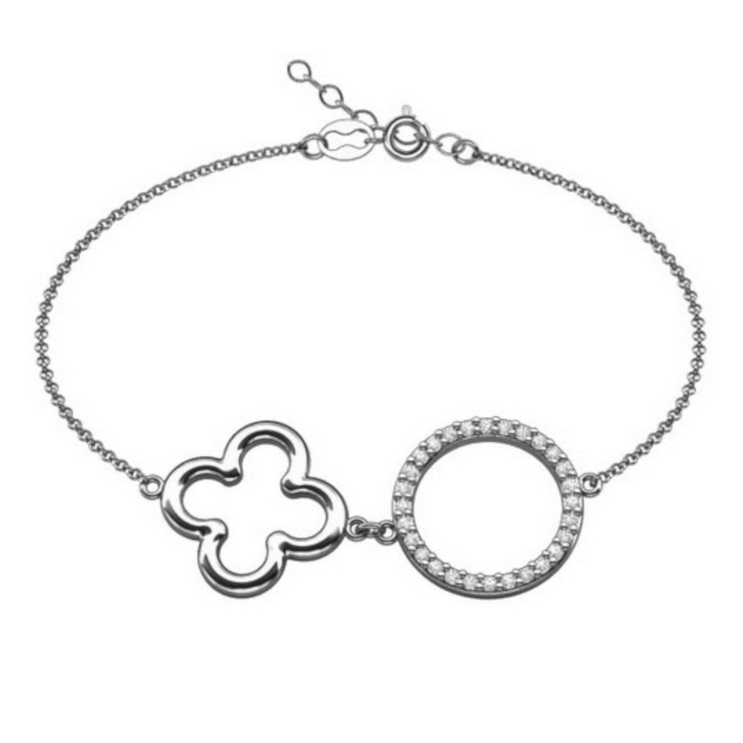 Ein Kleeblatt-Armband aus 925 Silber, Anlaufgeschützt Breite 0,6 mm, Länge 16-19,5 cm