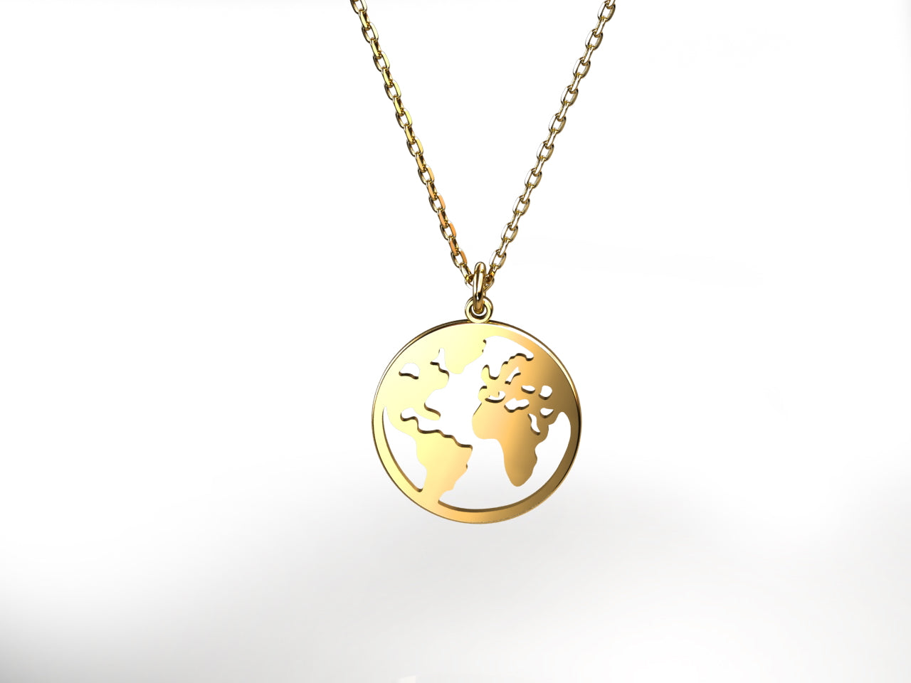 Vergoldete Ankerkette mit einem Globus-Anhänger, aus 925 Silber, Anlaufgeschützt, Breite ca 1,5 mm, Länge 40+3 cm