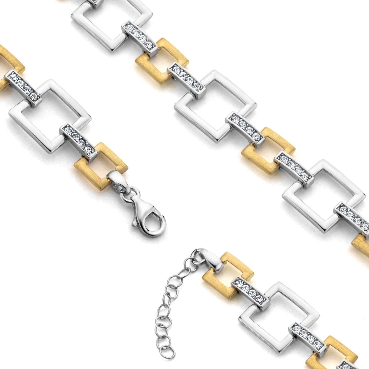 Ein teilvergoldetes Armband aus 925 Silber, Anlaufgeschützt Breite 15 mm, Länge 18-21 cm