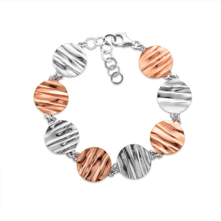 Ein teilvergoldetes Armband aus 925 Silber, Anlaufgeschützt Breite 15 mm, Länge 17-21 cm