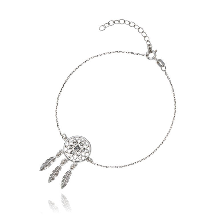 Ein Traumfänger-Armband aus 925 Silber, Anlaufgeschützt Breite 0,6 mm, Länge 16-19,5 cm