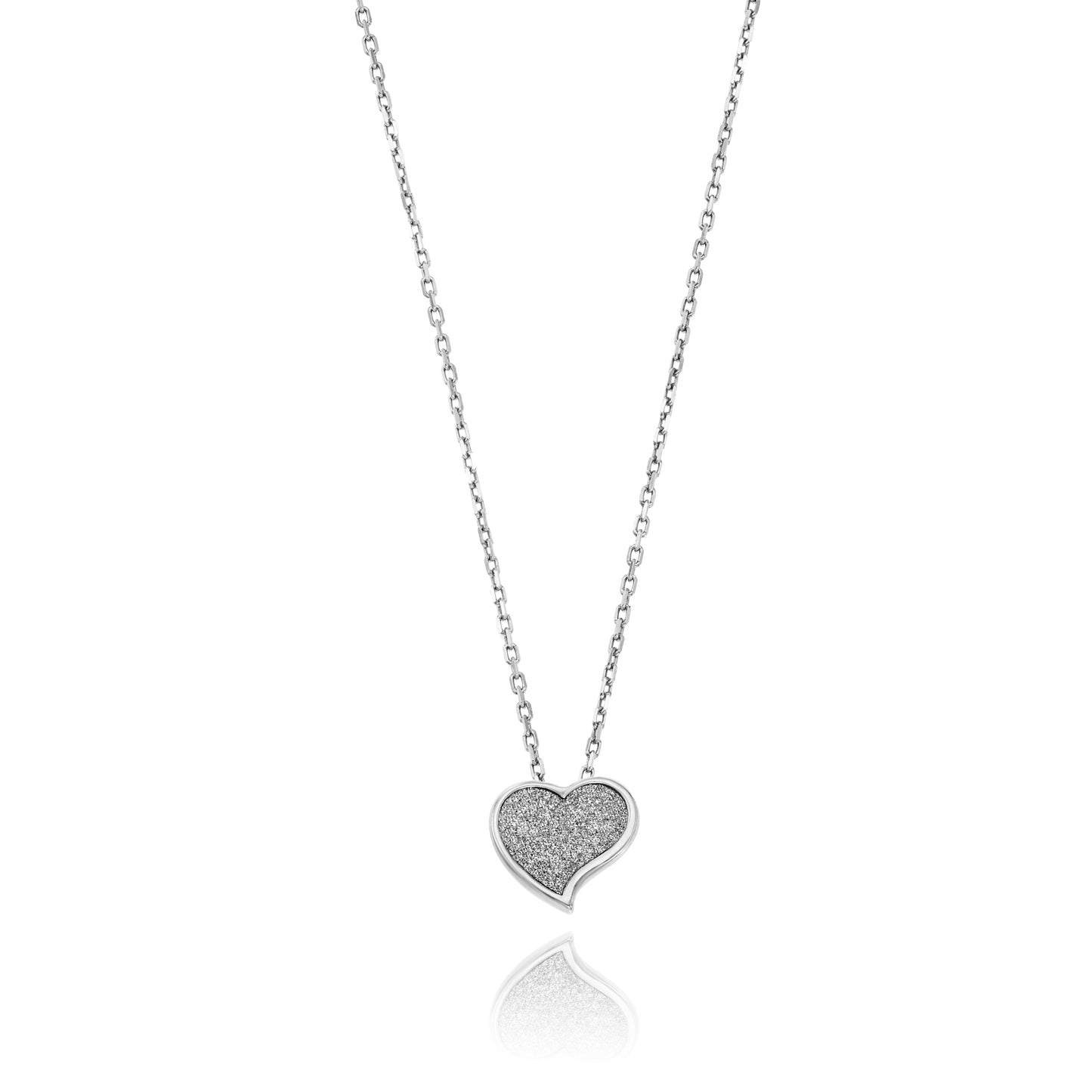Ankerkette mit einem Herz-Anhänger, aus 925 Silber, Anlaufgeschützt, Breite 1,5 mm, Länge 42+3 cm
