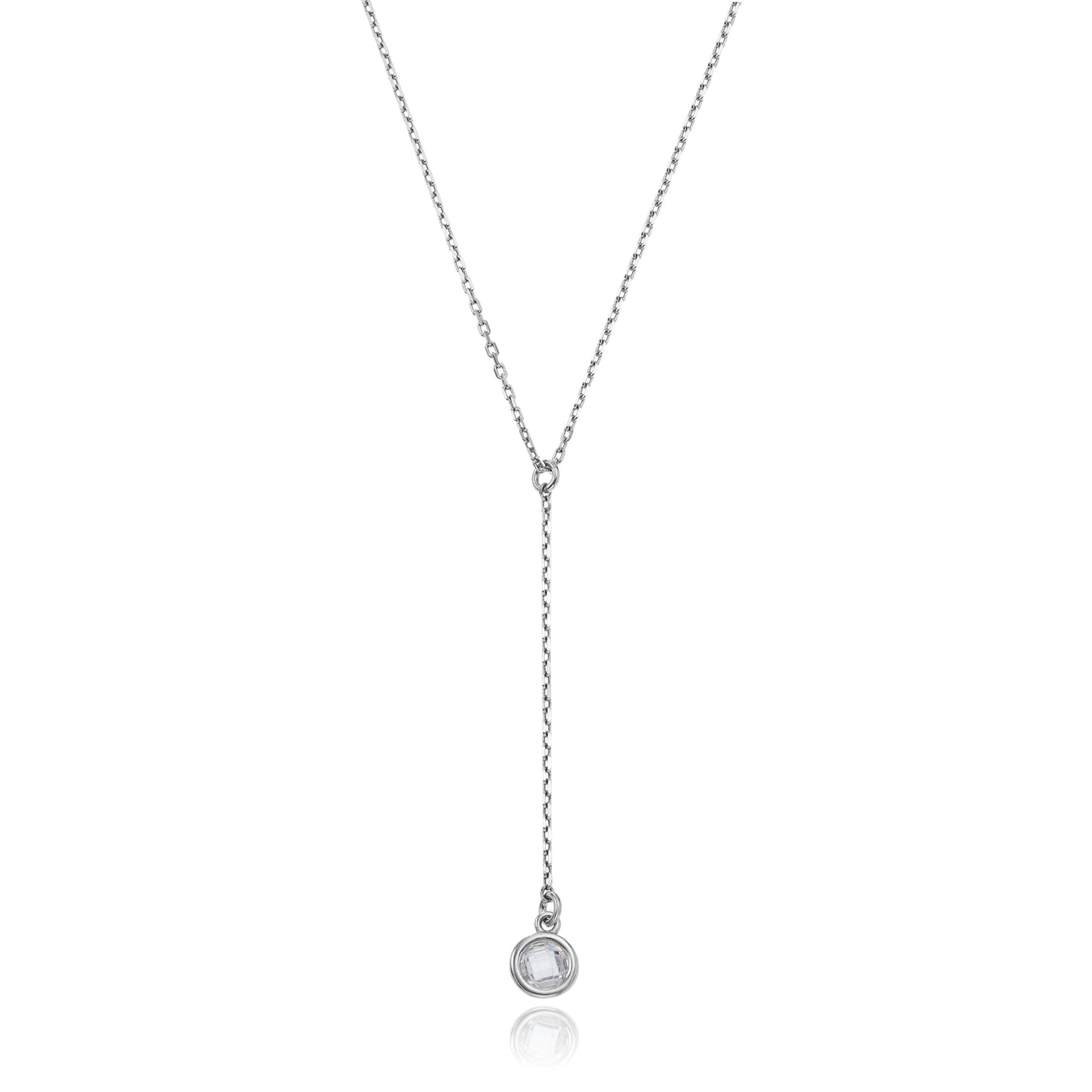 Eine Ankerkette mit einem Kristall-Anhänger, aus 925 Silber, Anlaufgeschützt, Breite 0,6 mm, Länge 42+3 cm
