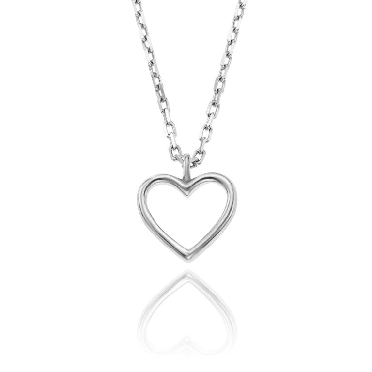 Ankerkette mit einem Herzanhänger, aus 925 Silber, Anlaufgeschützt, Breite 0,6 mm, Länge 42+3 cm