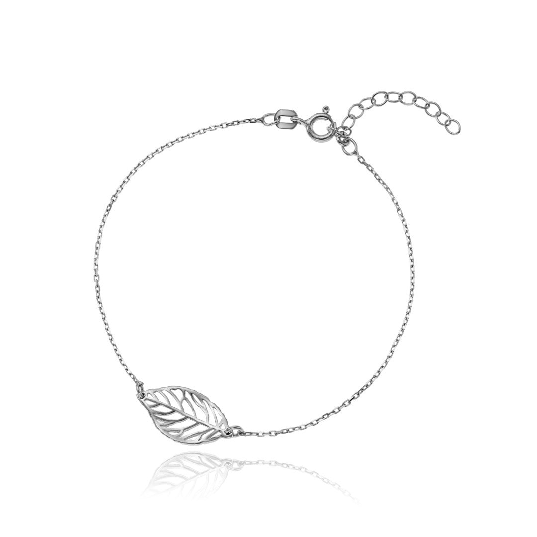 Ein Blatt-Armband aus 925 Silber, Anlaufgeschützt Breite 0,6 mm, Länge 16-19,5 cm